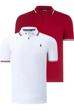 DUAL SET T8594 DEWBERRY MENS T-SHIRT-WHITE-BURGUNDY