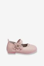 Children's leather ballerinas with a flower of Pink Cobi
