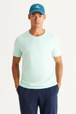 AC&Co / Altınyıldız Classics Men's Mint 100% Cotton Slim Fit Narrow Cut Crew Neck Short Sleeve T-Shirt