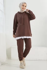 InStyle Losya Zippered Sides Hoodie Double Suit - Bitter Brown