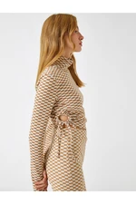 Koton Crop T-Shirt Stand-Up Collar Pleated