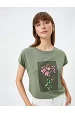 Koton Floral Printed T-Shirt with Short Sleeves
