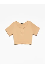Dilvin 3687 Collar Detailed Crop Top-skin
