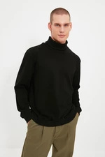 Trendyol Black Men's Regular/Real fit Turtleneck Collar Basic Thick Cotton Sweatshirt