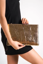 Capone Outfitters Capone Mirrored Crocodile Patterned Paris Rosette Women's Clutch Bag