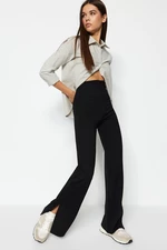Trendyol Black With Slits in the Sides, Flare/Flare-Flare High Waist Knitted Trousers