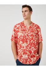 Koton Floral Print Shirt with Short Sleeves Turndown Collar