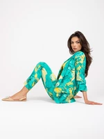 Women's green blazer with prints