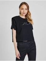 Čierne dámske tričko s ramennými vycpávkami KARL LAGERFELD