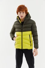River Club Boys' Water And Windproof Fibrous Inner Khaki-yellow Hooded Coat