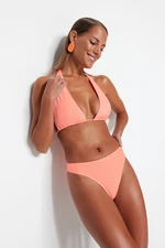Trendyol Orange Textured High Leg Bikini Bottom