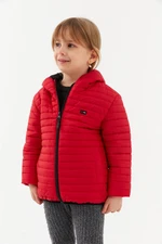 River Club Girl's Water and Windproof Fiber Red Hooded Coat