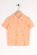 zepkids Chlapčenské tričko s golierom a lososovou farbou s potlačou dinosaura