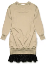 Sweatshirtkleid mit Spitze Beige