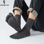 5 Pairs Cotton 5 Finger Socks Mens Solid Business Sweat-Absorbing Soft Elastic Party Dress Short Toe Socks Sokken 4 Seasons