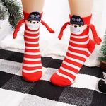 Unisex Christmas Magnetic Suction Hand In Hand Socks Black White Holding Hands Long Socks Girls Harajuku Cute Couple Cotton Sock