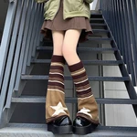 Four Seasons Universal Over-the-Knee Japanese JK Warm Foot Cover Street Hot Girl Women Socks Y2K Knitted Warm Striped Leg Cover