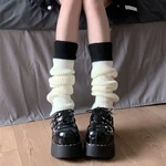 Sweet Girl Leg Warmers Knitted Foot Cover Women Button Leg Warmer Japanese Jk Lolita Style Heap Heap Socks Stocking Covers Y2k