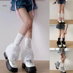 X7YA Leg Warmers Harajuku Japanese Sweet Boot Socks Lace Up Ankle Heap Socks