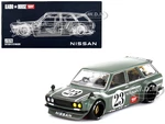 Datsun 510 Wagon V3 RHD (Right Hand Drive) Dark Green with Green Carbon Hood and Rear Gate (Designed by Jun Imai) "Kaido House" Special 1/64 Diecast