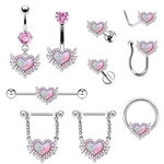 Heart-shaped Belly Button Belly Ring Sexy Cool Body Piercing for Girls Pink Diamond Nose Clip Ear Nail Nose Nail Body Jewelry