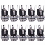 10Pcs DC Power Supply Jack Socket Female Panel Mount Connector 5.5X2.1Mm New