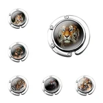 Tigers Siberian Tiger Glance Foldable Purse Hook for Women's Table Handbag Storage Folding Decor Table Hook Cute Cartoon Design