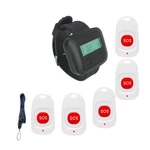 Wireless Paging System Wrist Watch Receiver Black And Emergency SOS Call Button White For Hospital Clinic Nurse House