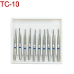 10pcs Diamond Burs Dental FG 1.6mm High Speed Drills for High Speed Handpiece Medium TC-10