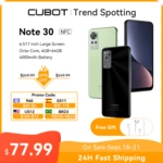 Cubot Note 30, Android Smartphone, Octa-core, 4GB+64GB(256GB Extended), 6.517-Inch Screen, 4000mAh,20MP,Dual SIM 4G Mobile Phone