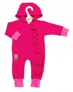 Teplákový overal s volánkem a kapucí GIRL, Baby Nellys, amarant, vel. 68 (3-6m)