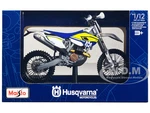 Husqvarna FE 501 White and Blue with Yellow Stripes 1/12 Diecast Motorcycle Model by Maisto