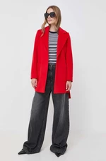 Vlnený kabát MAX&Co. červená farba, prechodný, bez zapínania