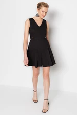 Trendyol Black Waist Opening Mini Woven Pleat Detailed Woven Dress