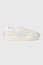 Kožené sneakers boty Calvin Klein CLEAN CUPSOLE SLIP ON bílá barva, HW0HW02007