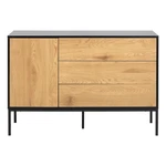Czarno-naturalna niska komoda w dekorze dębu 120x82 cm Seaford – Actona