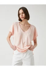 Koton Women's V-Neck Short Sleeved T-Shirt