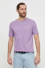 Bavlnené tričko Marc O'Polo pánsky, fialová farba, jednofarebný