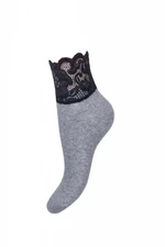 Milena 1061 Krajka dámské ponožky 37-41 grafitová (tmavě šedá)