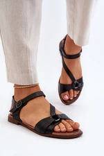 Zazoo Dámské kožené sandály černé