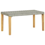 Garden Bench 47.2 Gray Poly Rattan and Solid Acacia Wood"