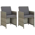 Garden Chairs 2 pcs with Cushions Poly Rattan Gray
