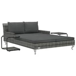 2-Person Garden Sun Bed with Cushions Poly Rattan Gray
