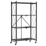 124*42*12cm 4-Tier Foldable Storage Unit UltraDurable Iron Wire Shelf