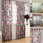 Honana Modern Sheer Curtains for Living Room Floral Tulle Window Treatments Bedroom Flower Panel Drapes for Girl Room