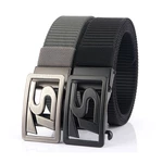 125CM 4CM Width Metal Press Buckle Canvas Belt Men's Tactical Belt,Leisure Breathable Nylon Waist Belt