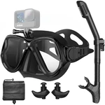 Snorkeling Gear For Adults 3 in 1 Adult Snorkel Set with Camera Mount &Earplugs 100% Dry Top Anti-Fog No Leak Profession