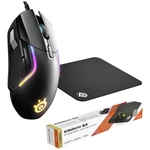 Steelseries Rival 5, Qck Medium Bundle herná myš káblový optická čierna 9 null 18000 dpi ergonomická, podsvietenie