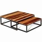 2 Piece Coffee Table Set Solid Sheesham Wood