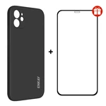Enkay 2-in-1 for iPhone 12 Accessories Shockproof with Lens Protector Soft Liquid Silicone Rubber Protective Case + 9H F
